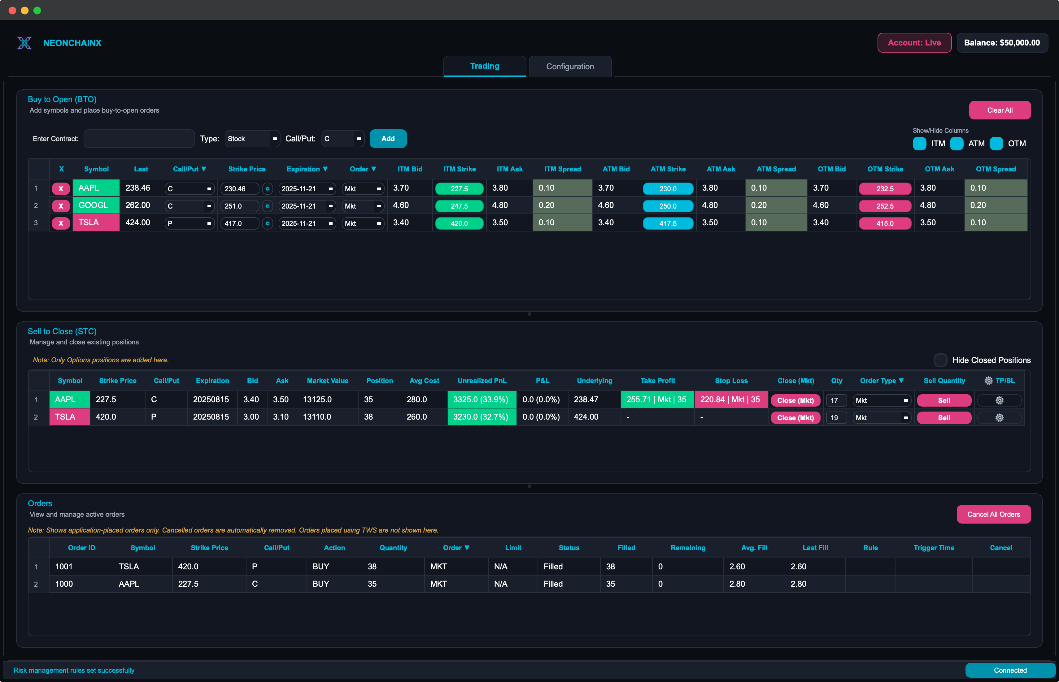 NeonChainX App Screenshot